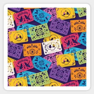 Brightly Colored Skulls Halloween pattern Sticker